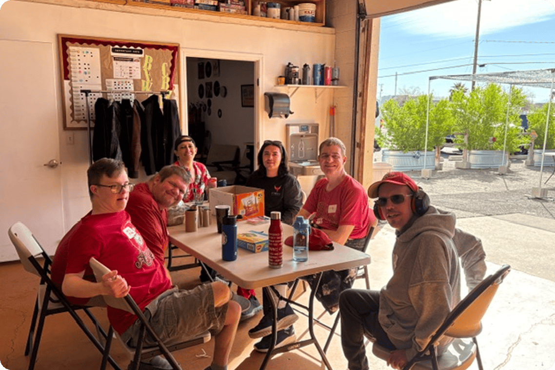 Friends sitting around a table